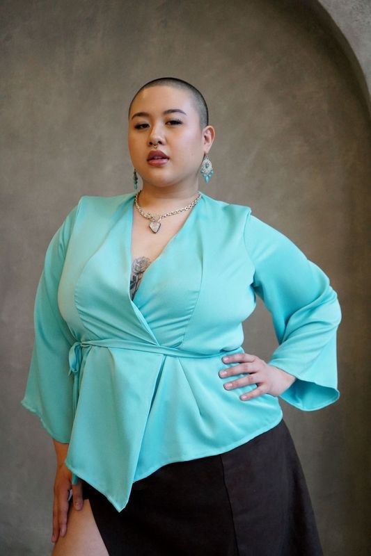 Crepe Satin Wrap Top