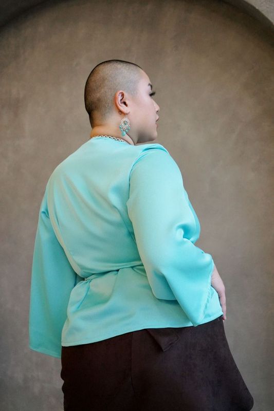 Crepe Satin Wrap Top